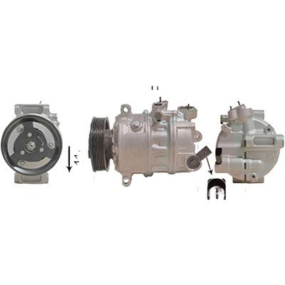 Compresor aer conditionat VW TIGUAN ALLSPACE BW2 2017-> pentru 1.4 TSI E100 Flex, perioada 2017 2018 2019 2020 2021 2022 PIESA NOUA diametru admisie mm 28,4, Diametru evacuare mm 15,5, diametru fulie mm 110, cod compresor PXE14