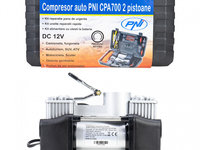 Compresor auto PNI CPA700 dublu piston si kit reparatie anvelope, 12V, 25A PNI-CPA700