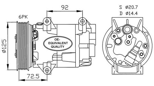 Compresor clima / AC Renault Megane II 1.4i, 1.6i, NRF 32208, MA