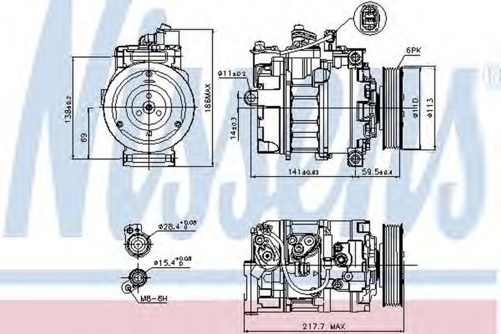 Compresor clima AUDI A4 Cabriolet 8H7 B6 8HE B7 NISSENS 89223