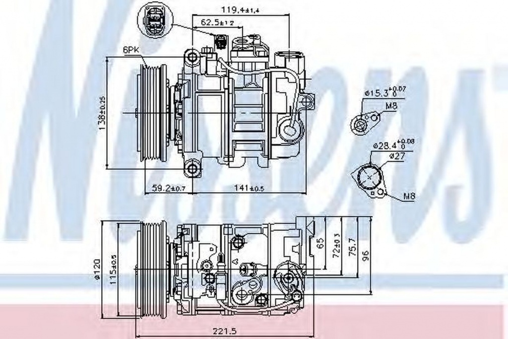 Compresor clima AUDI A4 Cabriolet 8H7 B6 8HE B7 NISSENS 89529