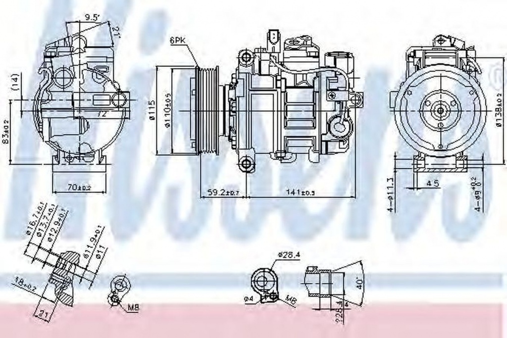 Compresor clima AUDI A4 Cabriolet 8H7 B6 8HE B7 NISSENS 89384