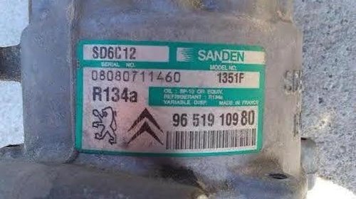 Compresor clima citroen c4, 1.6 hdi, 2007, Sanden, cod 9651910980