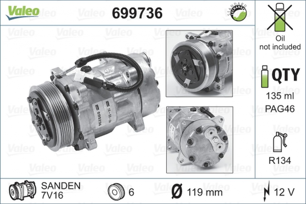 Compresor clima CITROEN JUMPY platou sasiu BU BV BW BX VALEO 699736