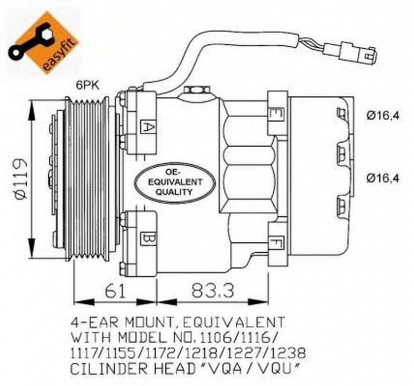 Compresor clima CITROEN JUMPY platou sasiu BU BV BW BX NRF 32040