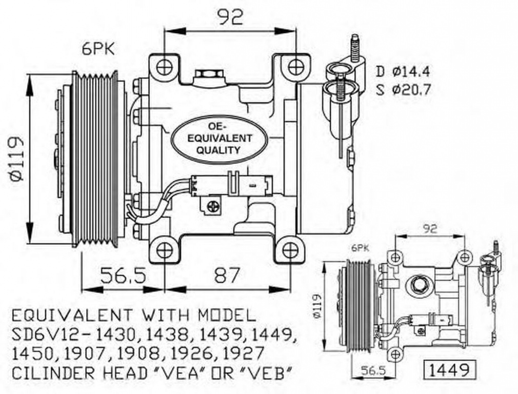 Compresor clima CITROEN NEMO combi NRF 32227