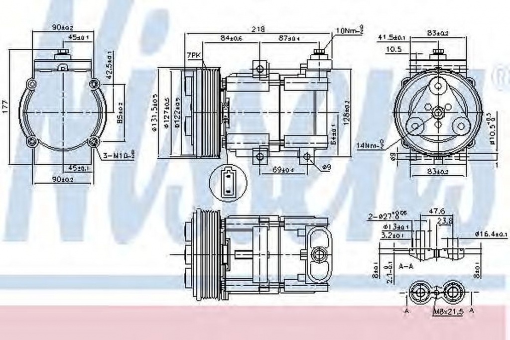 Compresor clima FORD TRANSIT bus FD FB FS FZ FC NISSENS 890081