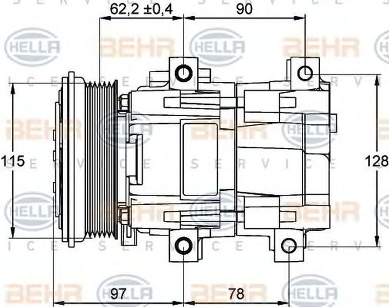 Compresor clima FORD TRANSIT bus FD FB FS FZ FC HELLA 8FK 351 113-191