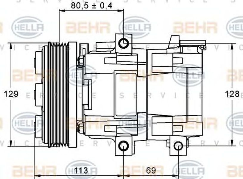 Compresor clima FORD TRANSIT bus FD FB FS FZ FC HELLA 8FK 351 113-391