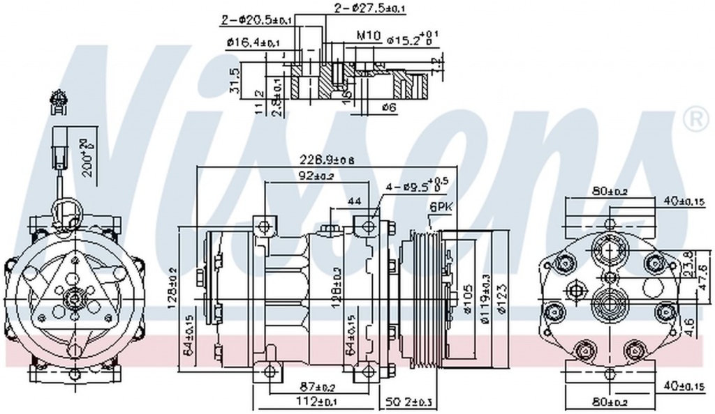 Compresor clima FORD TRANSIT bus FD FB FS FZ FC NISSENS 89150