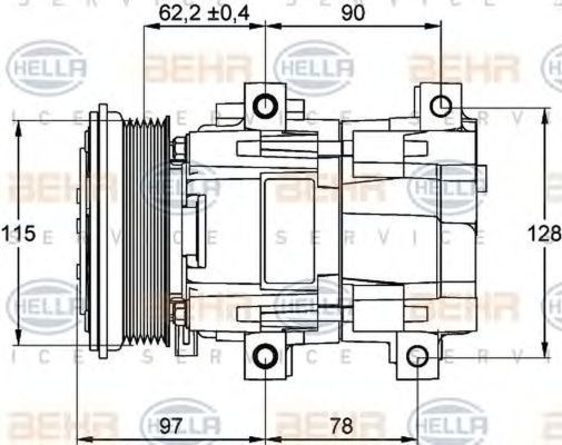 Compresor clima FORD TRANSIT bus FD FB FS FZ FC HELLA 8FK351113191