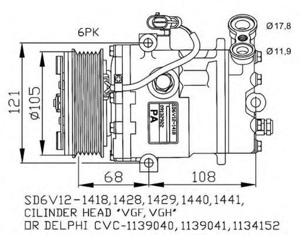 Compresor clima OPEL CORSA C F08 F68 NRF 32172G