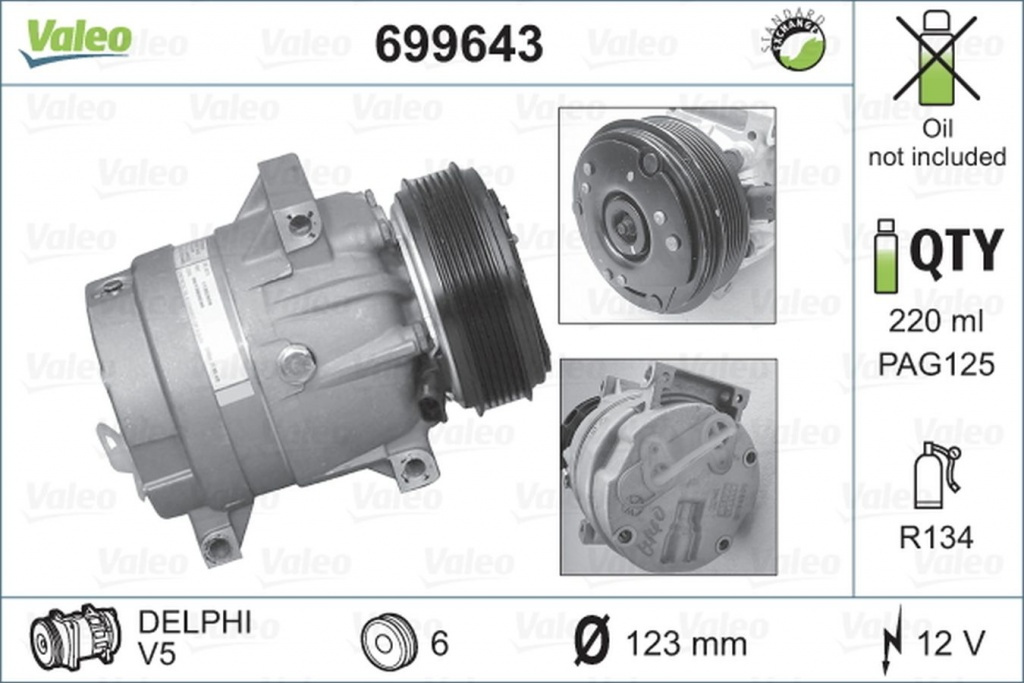 Compresor clima OPEL VIVARO platou sasiu E7 VALEO 699643 PieseDeTop