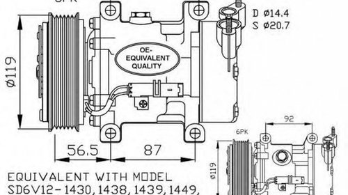 Compresor clima PEUGEOT 206 CC 2D NRF 32227