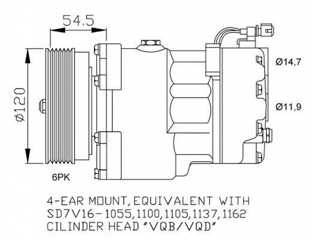 Compresor clima VW CADDY II pick-up 9U7 NRF 32033G