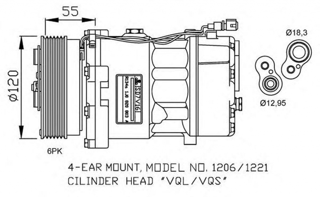 Compresor clima VW CADDY II pick-up 9U7 NRF 32064G