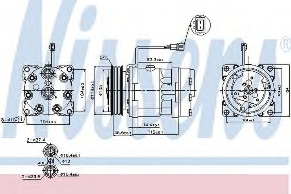 Compresor clima VW LT 28-35 II bus 2DB 2DE 2DK NISSENS 89083