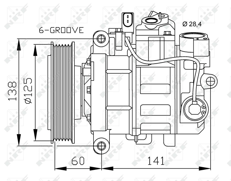 Compresor, climatizare (32512 NRF) AUDI A4|A4, A4 / S4|A5, A5 / S5|A6|A6 Allroad|A6, A6 / S6|Q5
