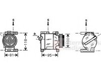 Compresor, climatizare FIAT PUNTO (188), FIAT DOBLO (119), FIAT DOBLO Cargo (223) - VAN WEZEL 1700K090