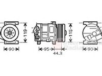 Compresor, climatizare FIAT PUNTO (199), FIAT LINEA (323), ALFA ROMEO MITO (955) - VAN WEZEL 1700K330