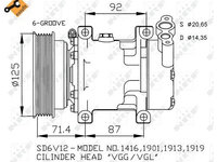 Compresor climatizare Nissan Kubistar (X76), Renault Clio 2, Kangoo (Kc0/1), Megane 1 (Ba0/1), Megane Scenic (Ja0/1), Scenic 1 (Ja0/1), Symbol 1, Symbol 2 Nrf 32259