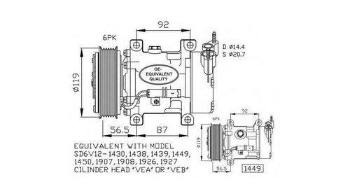 Compresor, climatizare Peugeot 307 CC (3B) 20