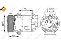 Compresor climatizare Renault Grand Scenic 2 (Jm0/1), Megane 2 (Bm0/1, Cm0/1), Scenic 1 (Ja0/1), Scenic 2 (Jm0/1) Nrf 32424