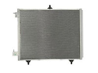 Condensator climatizare Citroen C2, 2005-, C3, 2002-2016, DS3, 2010-2015, Peugeot 1007, 2005-, 2008, 2013-, 207, 2006-2012, 208, 2012- motorizari 1,0-1,6, cutie manuala, full aluminiu brazat, 460 (420)x360x16 mm, cu uscator si filtru integrat