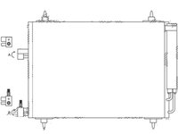 Condensator climatizare Citroen C5, 03.2001-08.2004, motor 1, 8/2.0, 3.0 V6 benzina, 2.0 HDI, 2, 2 HDI diesel, full aluminiu brazat, 560(520)x365x20 mm, cu uscator integrat