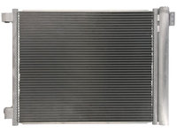 Condensator climatizare Nissan Micra, 04.2011-2017, Micra (K13), Note (E12), motor 1.2, 72 kw benzina, cutie manuala/CVT, full aluminiu brazat, 515(475)x400(385)x16 mm, cu uscator si filtru integrat
