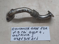 Conducta Teava Gaze EGR Skoda Octavia 1/ 1.9 tdi cod 038131521J (1999-2005)