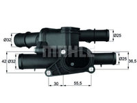 Corp termostat Mahle Audi A3 (8L), 1996-2003, Skoda Octavia 1 (1U2/1U5), 1996-2010, Seat Cordoba 1999-2002, fara AC, motor 1.6, benzina, temp. deschidere [grade Celsius] 105