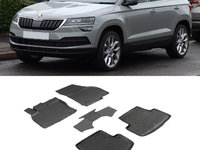 Covoare / Covorase / Presuri cauciuc stil tip tavita SKODA Karoq 2017-prezent (5 bucati) (94062) - SEINTEX