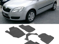 Covoare / Covorase / Presuri cauciuc stil tip tavita SKODA Fabia II 2007-2014 (5 bucati) (82564) - SEINTEX