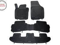 Covorase Presuri Auto Negru din Cauciuc Seat Alhambra, compatibil cu VW Sharan II (7 locuri) 2010-