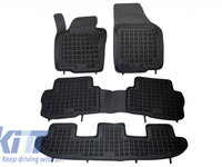 Covorase Presuri Auto Negru din Cauciuc Seat Alhambra, compatibil cu VW Sharan II (7 locuri) 2010-