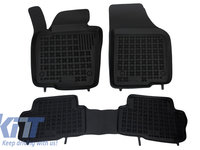 Covorase Presuri Auto Negru din Cauciuc compatibil cu VW Sharan II (5 locuri) 2010-, SEAT Alhambra (5 locuri) 2010-