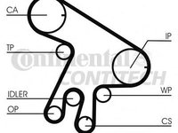 Curea de distributie TOYOTA COROLLA limuzina (_E11_), TOYOTA COROLLA Liftback (_E11_), TOYOTA COROLLA hatchback (_E11_) - CONTITECH CT1043