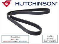 Curea transmisie cu caneluri (1072K6 HUTCHINSON) BMW,Citroen,DS,FIAT,LANCIA,MERCEDES-BENZ,MITSUBISHI,PEUGEOT,SEAT,SKODA,VW