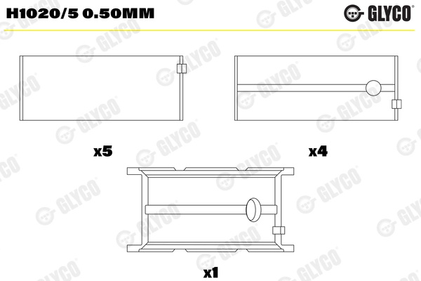 Cuzineti arbore cotit Glyco IVECO DAILY IV platou / sasiu 2006-2011 - H1020/5 0.50mm
