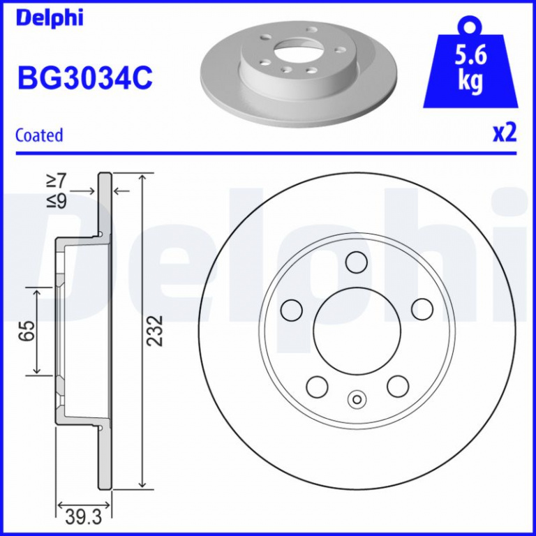 DELPHI Disc frana BG3034C la VW BORA Variant (1J6) 1999 2000 2001 2002 2003 2004 2005