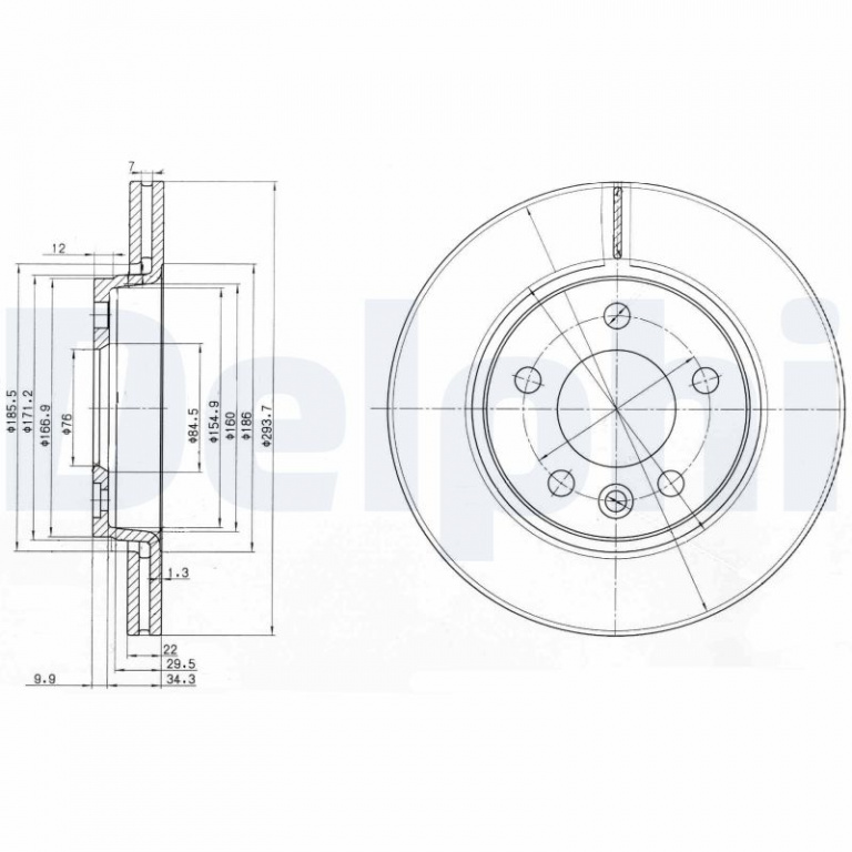 DELPHI Disc frana BG3893 la VW MULTIVAN T5 (7HM, 7HN, 7HF, 7EF, 7EM, 7EN) 2003 2004 2005 2006 2007 2008 2009 2010 2011 2012 2013 2014 2015