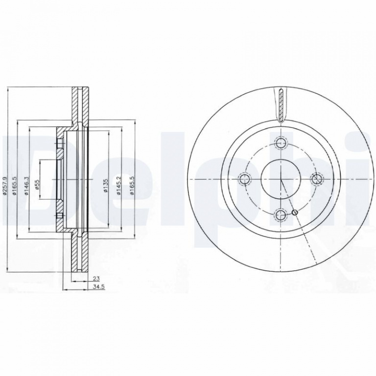 DELPHI Disc frana BG4254C pentru MAZDA 2 (DE_, DH_) 2007 2008 2009 2010 2011 2012 2013 2014 2015