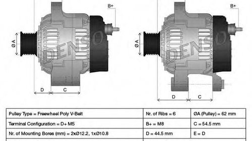 Denso alternator pt alfa 147,fiat doblo mot 1.9diesel