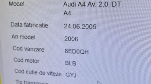 Dezmembrari AUDI A4 B7 AVANT DIN 2005