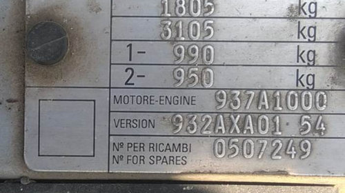 DEZMEMBREZ ALFA ROMEO 156 2.0 16V SELESPEED Motor 937A1000