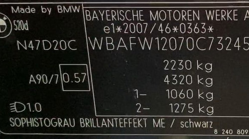 Dezmembrez BMW seria 5 F10 520 d motor N47D20c 184cp an 2011