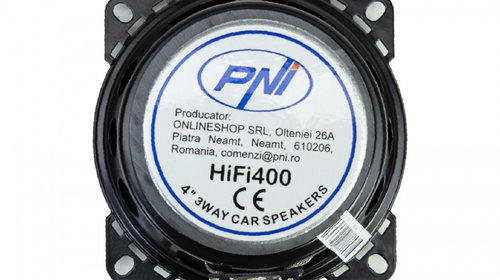 Difuzoare auto coaxiale PNI HiFi400, 80W, 4 Ohm, 10 cm, 3 cai, Injection Core cu diametru 100mm, set 2 buc PNI-FI400