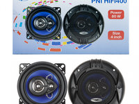 Difuzoare auto coaxiale PNI HiFi400, 80W, 4 Ohm, 10 cm, 3 cai, Injection Core cu diametru 100mm, set 2 buc PNI-FI400