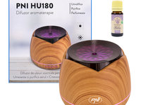 Difuzor aromaterapie PNI HU180 pentru uleiuri esentiale, cu ultrasunete include Ulei de Salvie 10ml PNI-HU180SV
